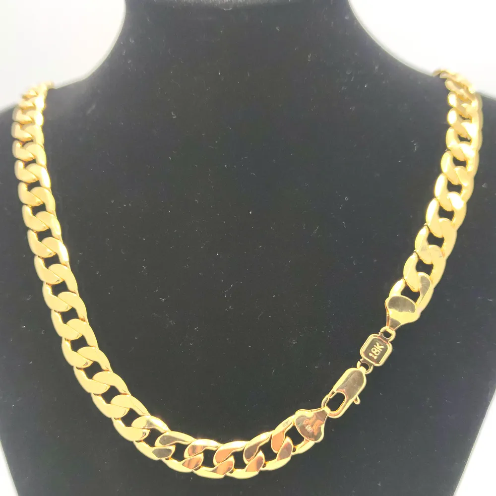 DIY znaczek 18k złoty wypełniony kubański / krawężnik Łańcuch Naszyjnik Miami PT W pełni Choker Hip Hop 24