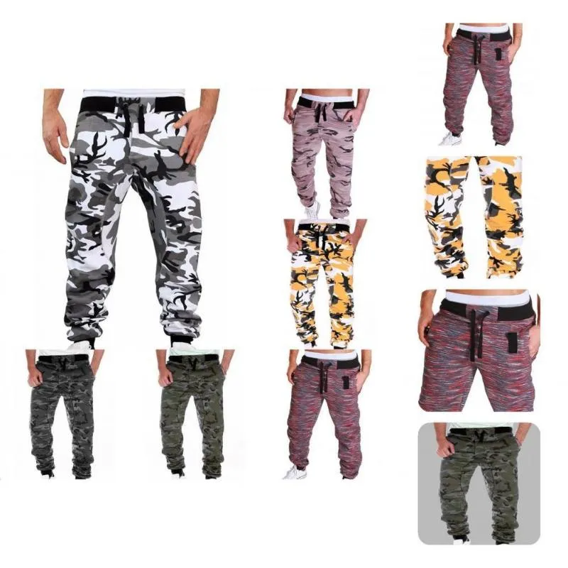 Mäns byxor Polyester Moderna lösa män Camouflage Casual Sweatpants Tvättbar Byxor HARD-Wearing för Street Wear