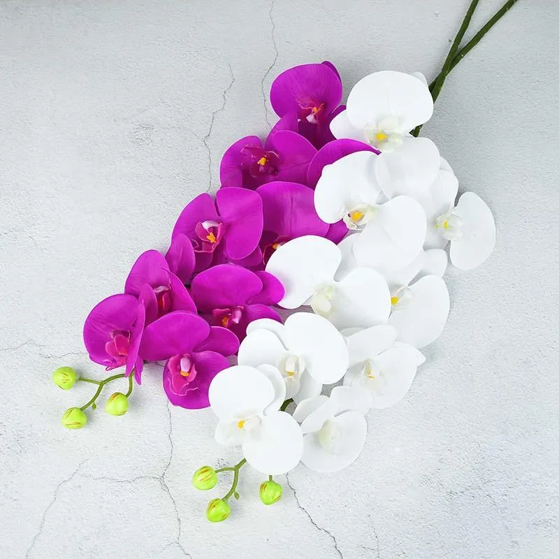 装飾的な花の花輪1ピース9ヘッドウェディングパーティーのためのプラスチックバタフライ蘭の人工的な胡蝶蘭