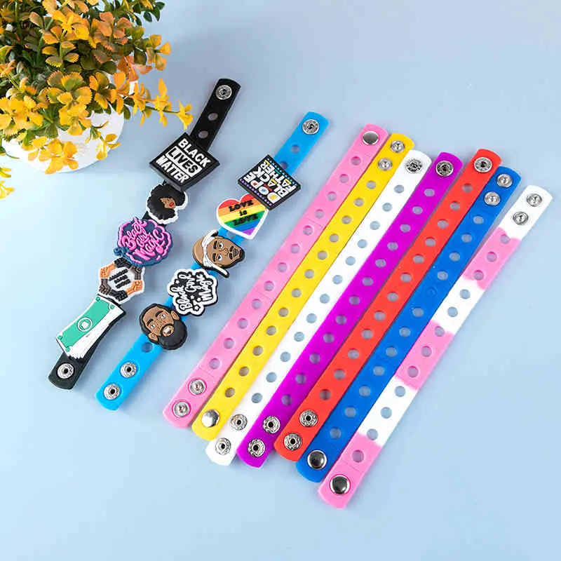 21,5 cm Kleur Siliconen Armband Polsbandjes met Croc Buckle PVC-accessoires Schoenen Charms Kid Birthday Gifts