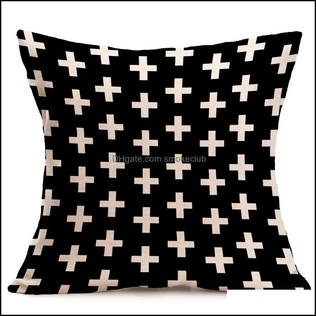 halloween Christmas black white pillowcase geometry Cushion covers Cotton linen pillow cover for Sofa bed Nordic Throw Pillow case