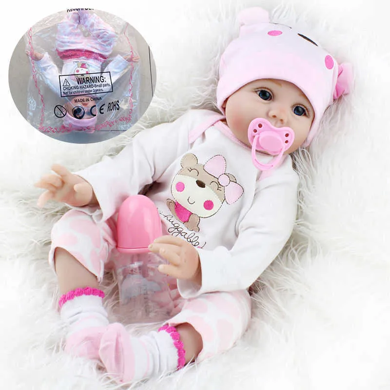 55cm Reborn Baby Dolls Mignon Doux À La Main Réaliste Nouveau-Né Silicone Vinyle Bébé Poupées Jouets pour Fille Garçons Enfants Anniversaire Cadeau De Noël Q0910