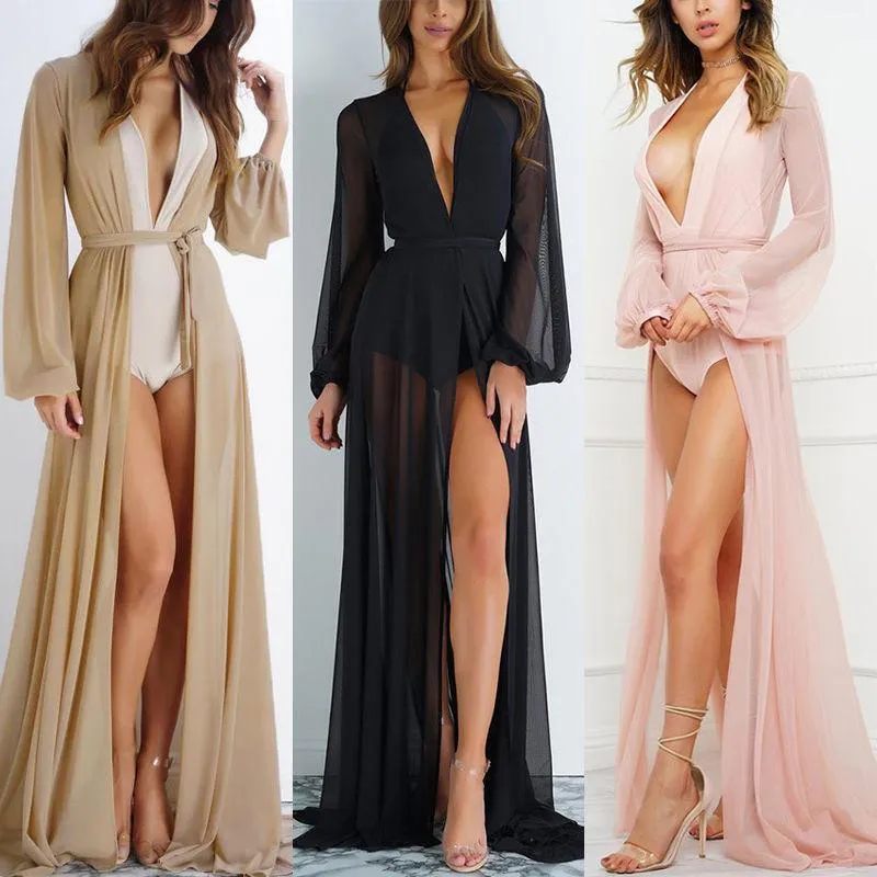 Casual Dresses 2021 Pareo Beach Cover Up Women Dress Solid Bikini Swimwear Robe De Plage Wear Cardigan Bathing Suit