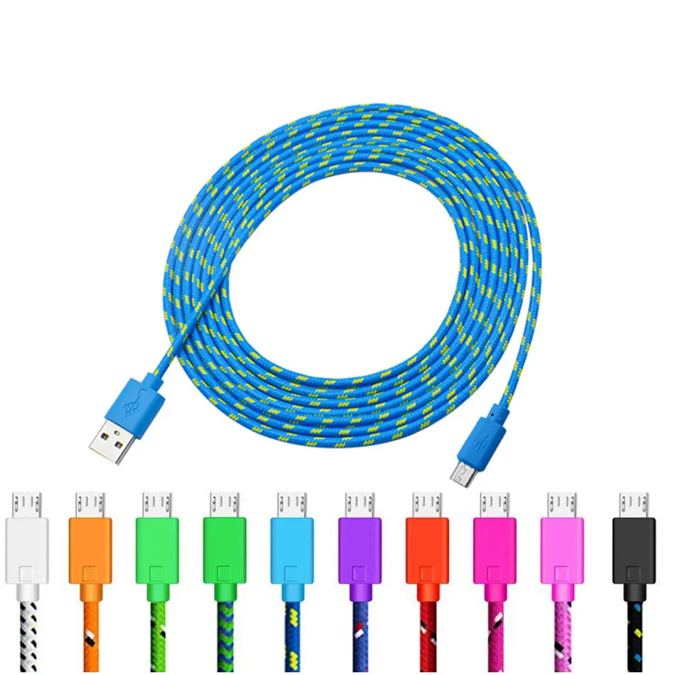 Câbles Micro USB tressés en Nylon 1 m/2 m/3 m câble de chargeur de Type C de synchronisation de données pour Samsung HTC LG Huawei Xiaomi téléphone Android