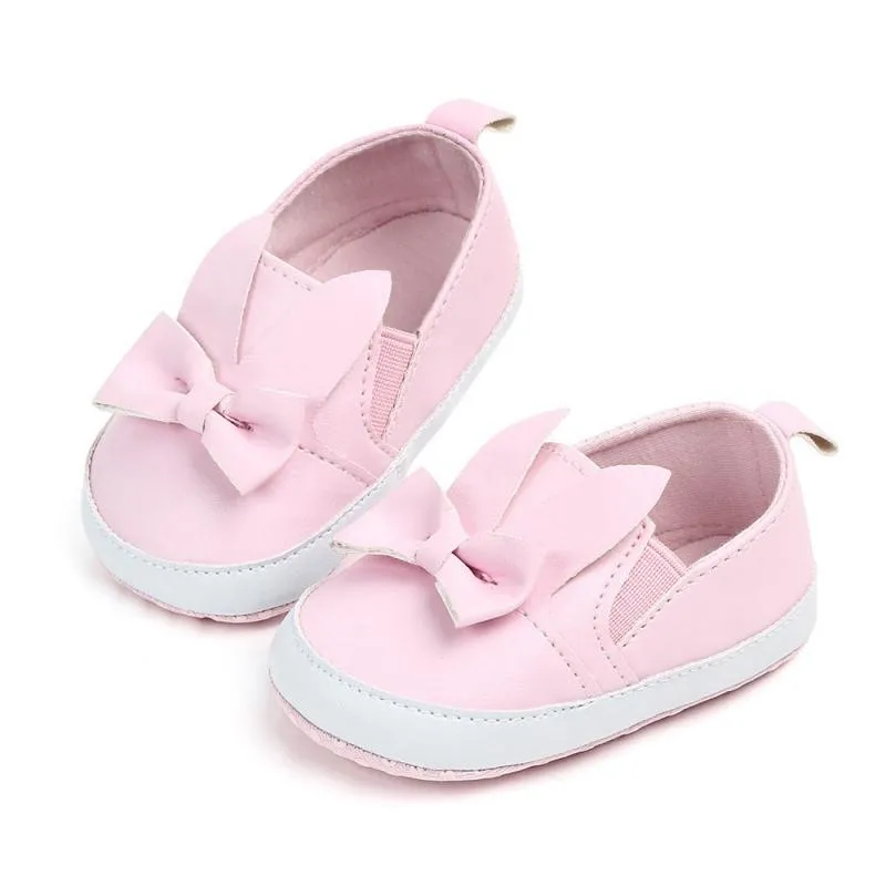 Primeiros caminhantes bebê menina linda arco pu princesa sapatos nascidos infantil antiderrapante berço crib toddler