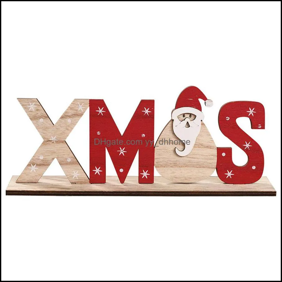 Christmas Decorations for Home Wooden Letter Santa Claus Ornaments Xmas Home Dinner Party Table Decor Navidad New Year JK1910