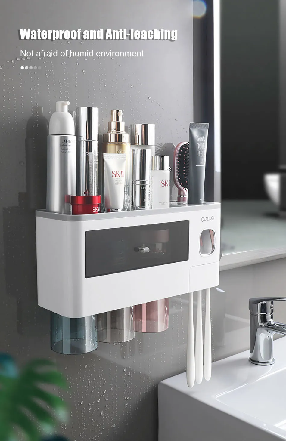Automatic Toothpaste Dispenser & Toothbrush Holder Set - Wall Mounted ...
