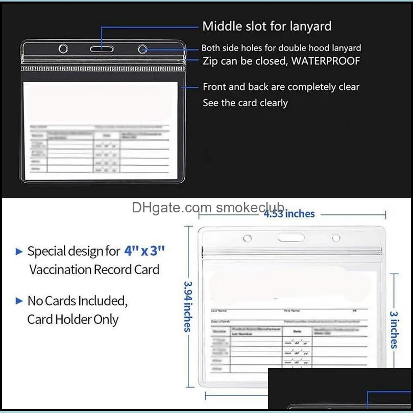 Name ID Badge Holder Vaccination Card Protector Business Files 4x3 in Clear Plastic Sleeve Cover Waterproof Resealable