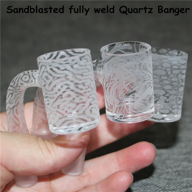 Sandblästrad Full Weld Quartz Banger Smoking Nail 14mm Man 90 Bucket Bangers Nails För Glas Vattenrör Bong Hookah Dab Rig