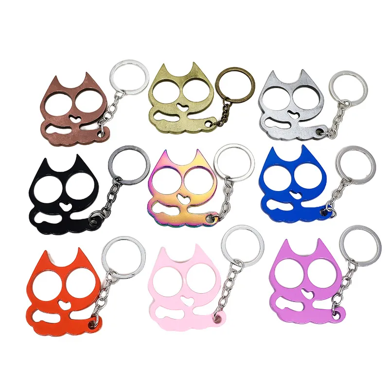 Flasköppnare kreativ skiftnyckel Utomhus trasigt fönster Katt Keychain Multi-funktion Knappknapp Zinc Alloy Self Defense Break Window 6 i 1