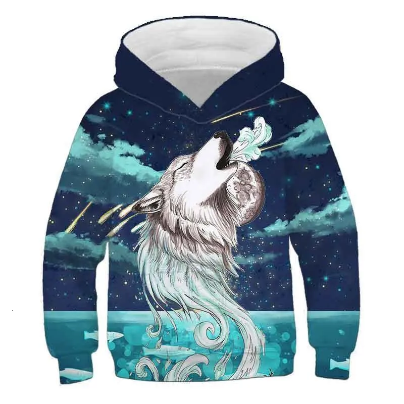 2021 Herfst 3D Printing Star Wolf Hooded Sweater Mode Heren en Dames Casual Sweatshirt Pullover Losse Jas