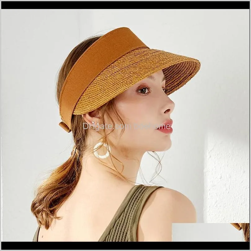 woman pure hand woven lafite straw hat folded sun cap seaside holiday beach hat breathable sunscreen cap summer 2103-4