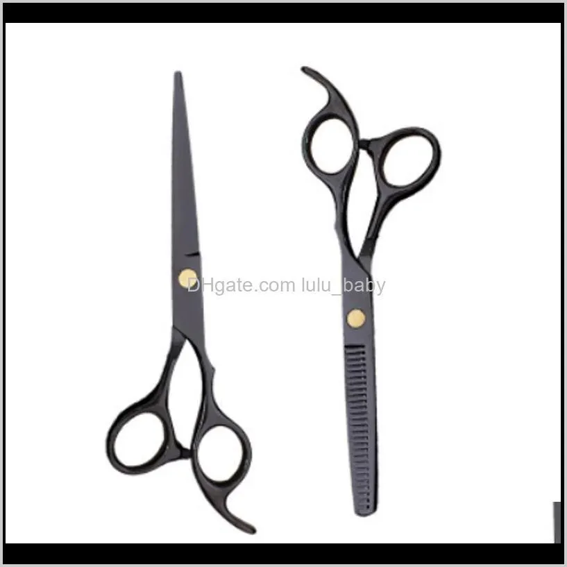 costway professional 440 steel 6 inch black hair scissors set cutting barber salon haircut thinning shears hairdressing scissors