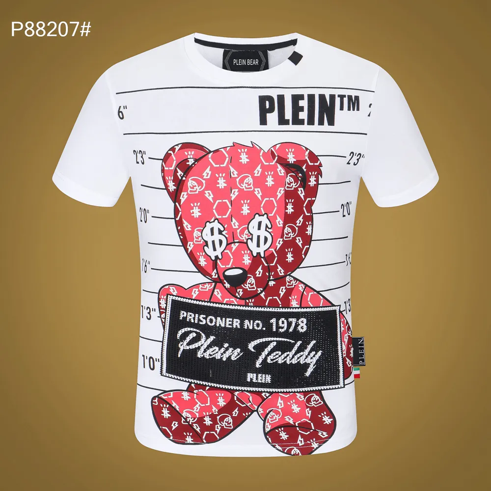 PLEIN BEAR T SHIRT Мужские Дизайнерские Футболки Брендовая Одежда Горный Хрусталь Череп Мужские Футболки Классические Высококачественные Хип-Хоп Уличная Футболка Повседневные Футболки PB 11320