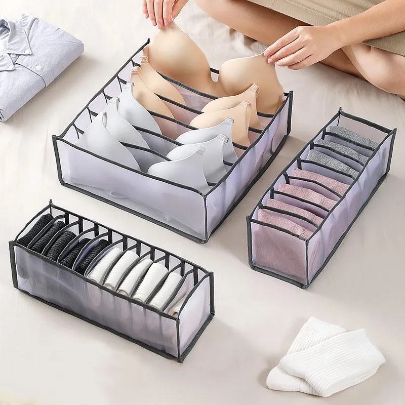 Storage Drawers 6/7/11Grids Foldable Drawer Organizer Underwear Bra Box Mesh Socks Divider Boxes Home Separation Case