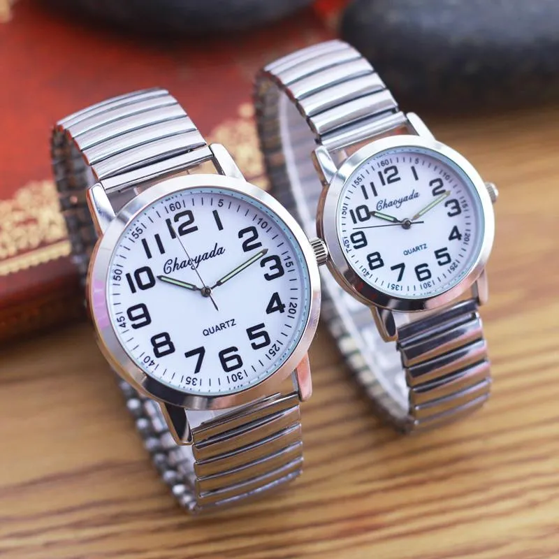Relógios de pulso 2021 Top Marca Homens Mulheres Casal Amantes Flexível Elástico Strap Quartz Watches Simples Aço Inoxidável Eletrônico