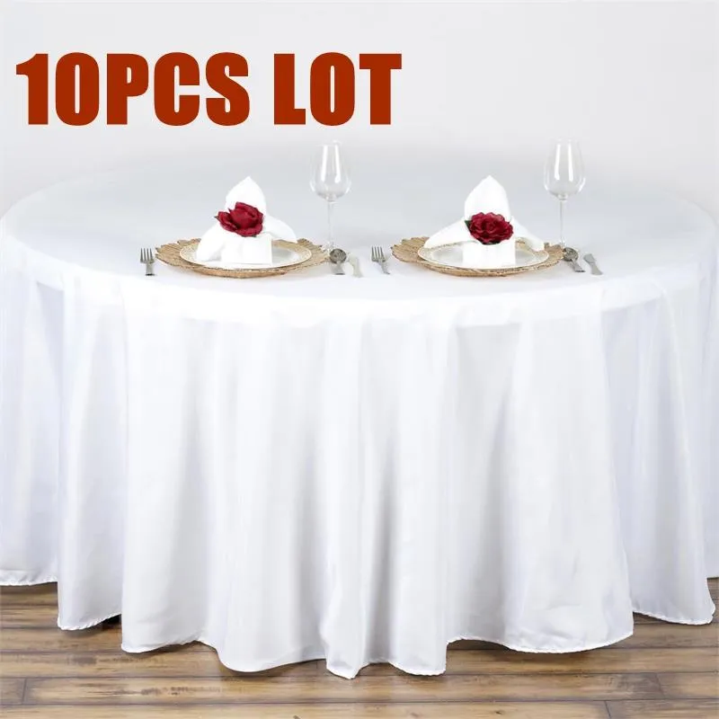 Tala de mesa 10pcs sem costura 120 "Casamento redondo White El Cobra sobreposição Mariage poliéster