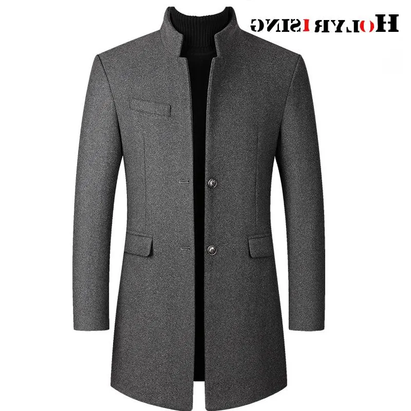 Men's Wool & Blends Winter Men Jacket High-quality Thick Coat Casual Woolen Pea Male Trench Overcoat 19018-5