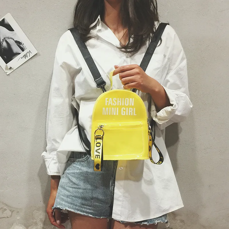 HBP HBP Feminino de mochila feminina transparente letra de tendência plástica Jelly Sport.0018 2A5O
