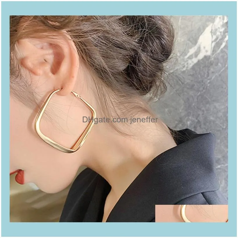 S925 gold silver needle square fashionable dumb Korean net red temperament exaggerated large earrings