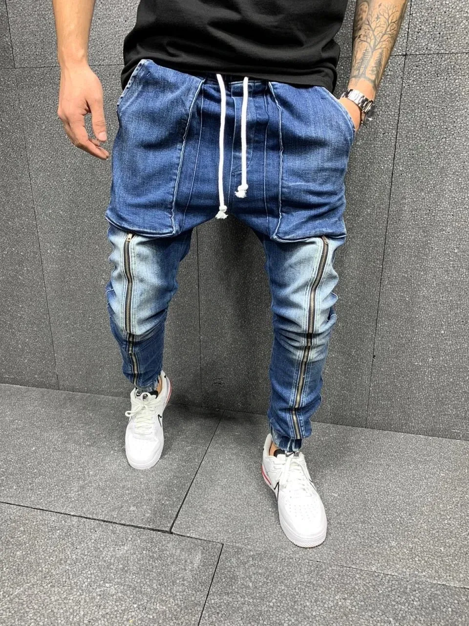 Mens High Street Distressed Denim Joggers With Zipper Pocket And Washed  Microtip Pencil Design From Cinda01, $24.3 | DHgate.Com