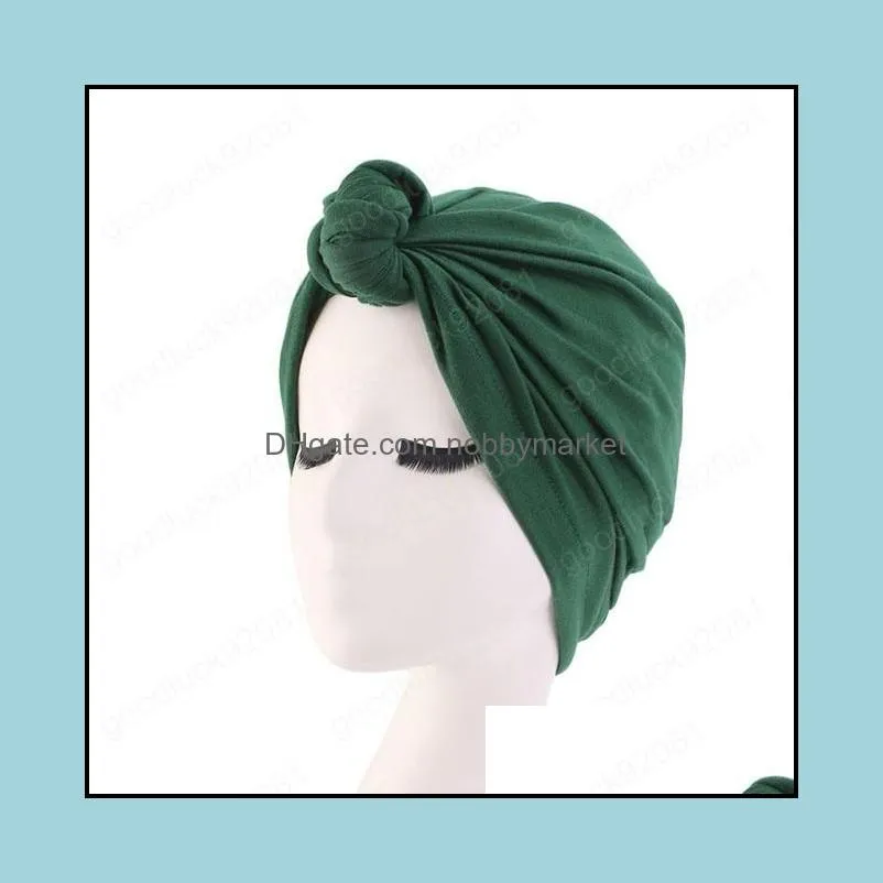 India Hat Bonnet Women Stretch Cap Chemo Cap Headscarf Muslim Knot Hair Loss Hat Islamic Arab Pleated Hat Beanies Skullies Cap