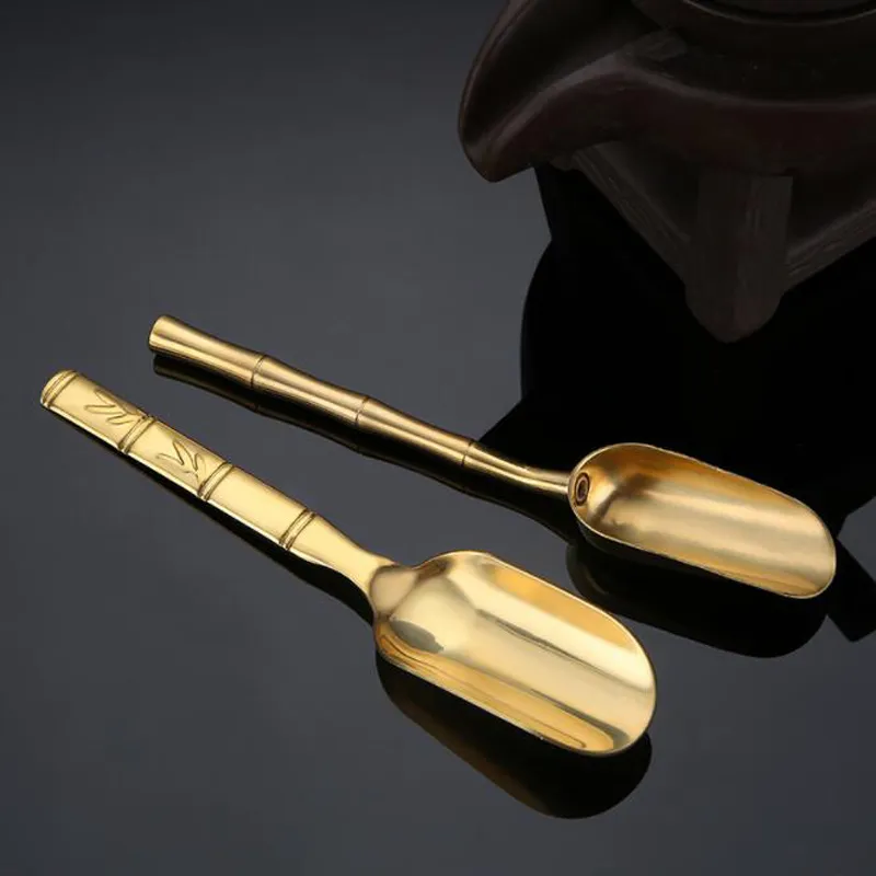 Brass Copper Tea Spoon Loose Tea Leaves Scoop Holder Chinese Kongfu Tea Tool Accessory Teaware ZC3451