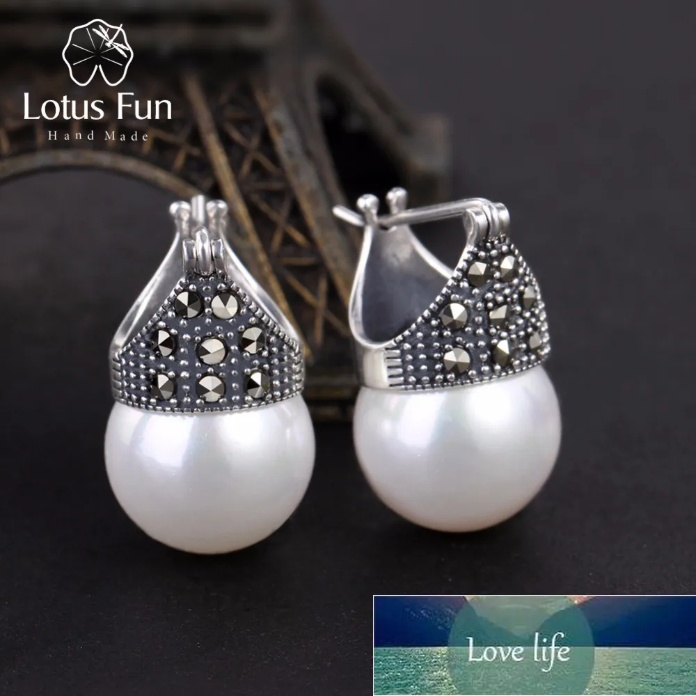 Lotus Fun Real 925 Sterling Silver Natural Mother of Pearl Earrings Fine Jewelry Vintage Fashion Drop Earrings for Women Brincos Factory price expert design Quality