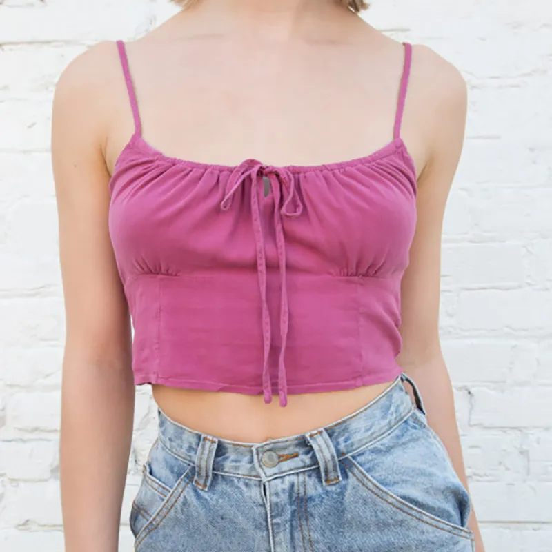 Smala tjejer mjuka linne camis sommar mode damer sexiga korta toppar kvinnor vintage rosa-vit topp boho kvinnlig chic 210427