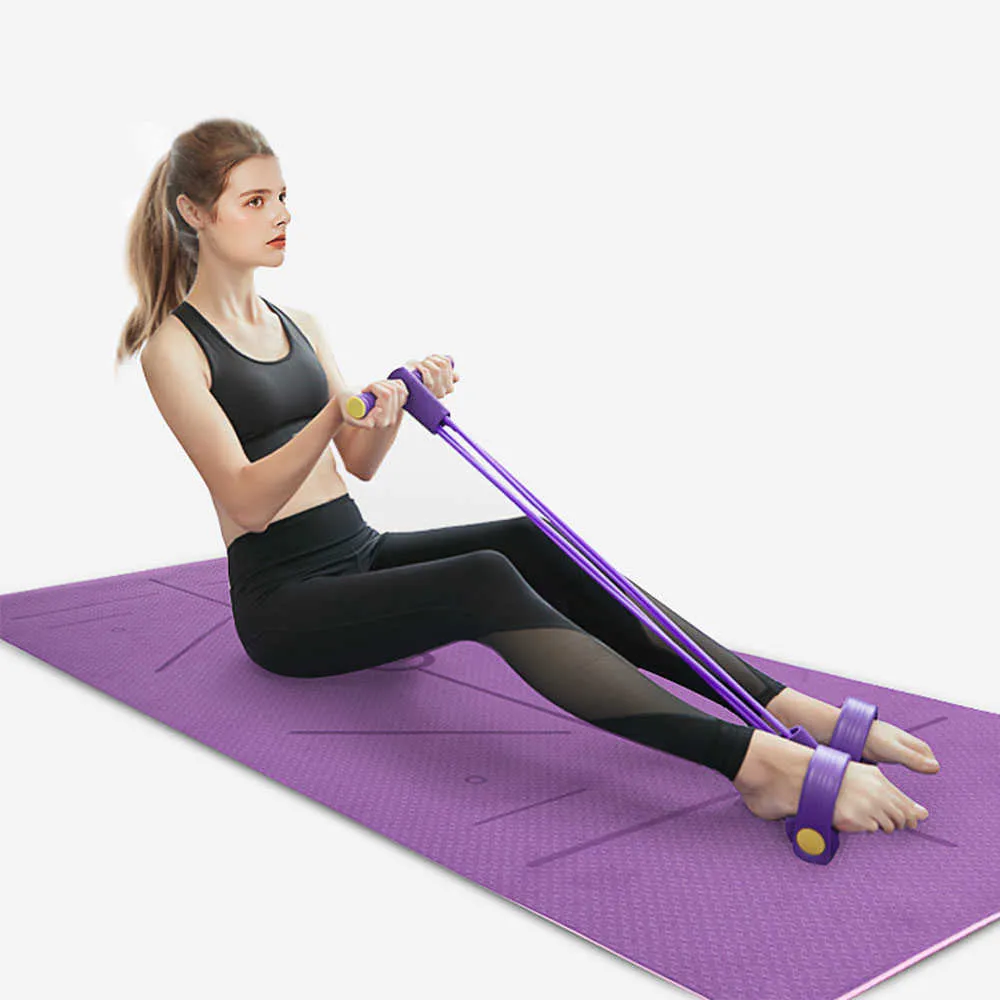 2 peças Yoga Set Workout 4 Tubos Fortes Fitness Yoga Resistência Bandas com 10mm Yoga Esteira Natural Pedal de látex Sit-up H1026