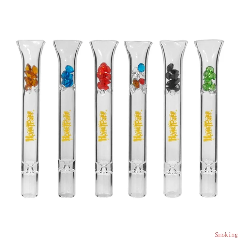 HONEYPUFF Smoking Glass One Hitter Pipe Bat con design a diamante 103mm Punte per filtro bocca Bocchino per sigaretta Rolling Steamroller Tubi di strass per tabacco