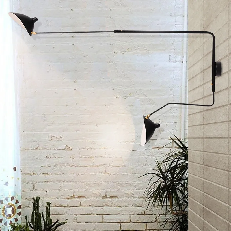 Braço balanço nórdico lâmpada de parede de loft modelagem de lâmpadas criativas industriais simples lâmpadas de estar led de banheiro espelho