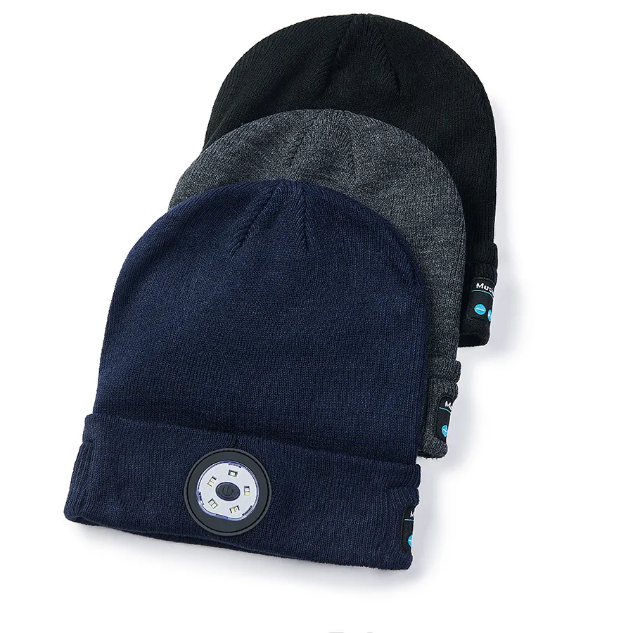 2021 Wholesale Warm Beanie Hat Wireless Bluetooth Smart Cap Headphone Headset Speaker Mic