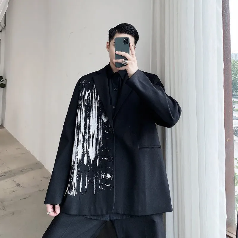 Save Big on Bulk Mens Sport Coats And Blazers IEFB /Men's Wear Spring  Autumn Graffiti Printing Black Big Size Blazers Fashionable All Match Loose  Suit