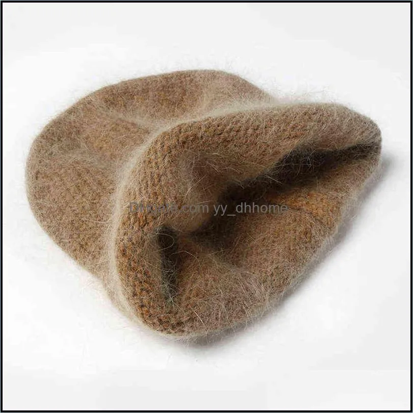 VISROVER10 colors solid color rabbit fur Winter beaniesfor woman long hair Warm cap Casual High Quality soft handfeeling Gift 211228