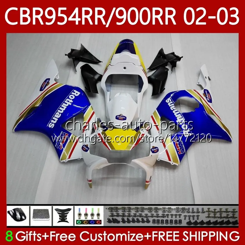 Honda CBR900 CBR954 RR CBR 954 900 RR CC 2002-2003 바디 61NO.13 CBR954RR CBR 900RR 954RR 900CC 02 03 CBR900RR CBR954-RR 2002 2003 페어링 Rothmans Blue