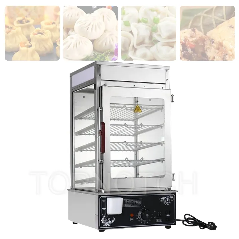 Commercial 5 Layers Electric Frozen Steamed Bun Steamer Machine Food Warmer Display Showcase