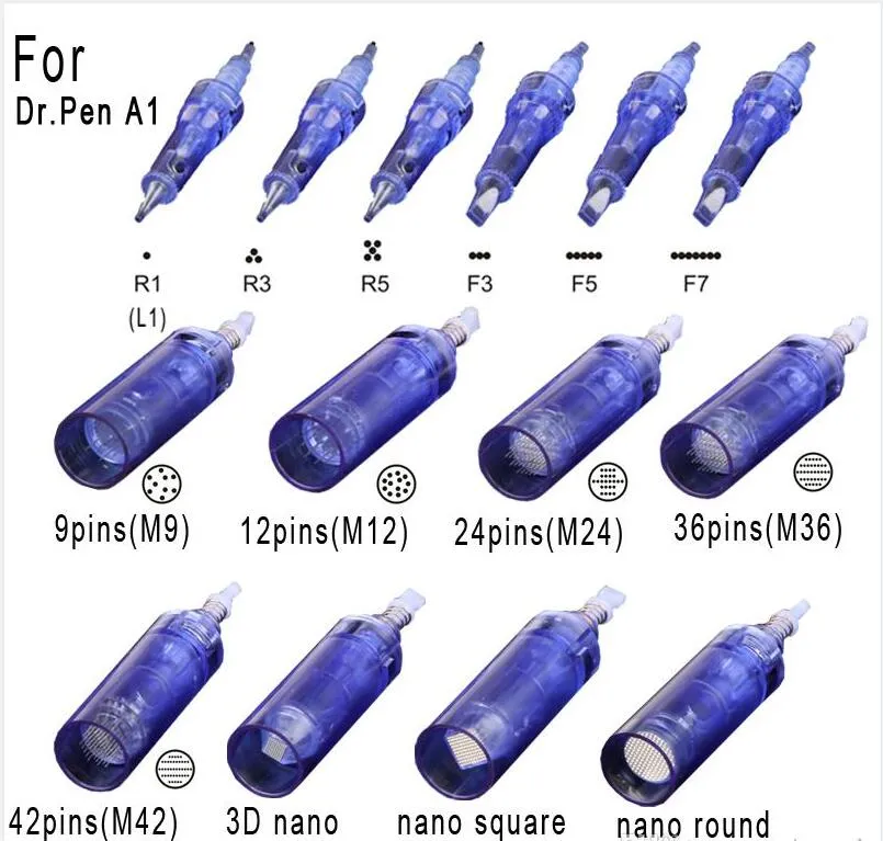 Dr.Pen A1c/A1W Dermapen Needle Cartridges blue with cups