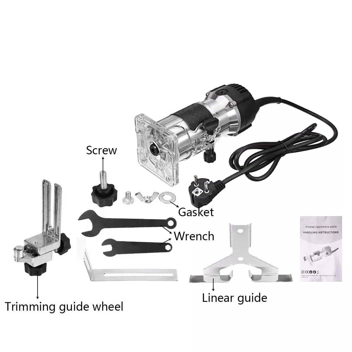 Kit combinato di utensili per fresatura di legno da 1000 W 32000r Macchine elettriche per la lavorazione del legno Utensili per trimmer manuale di carpenteria elettrica con fresa