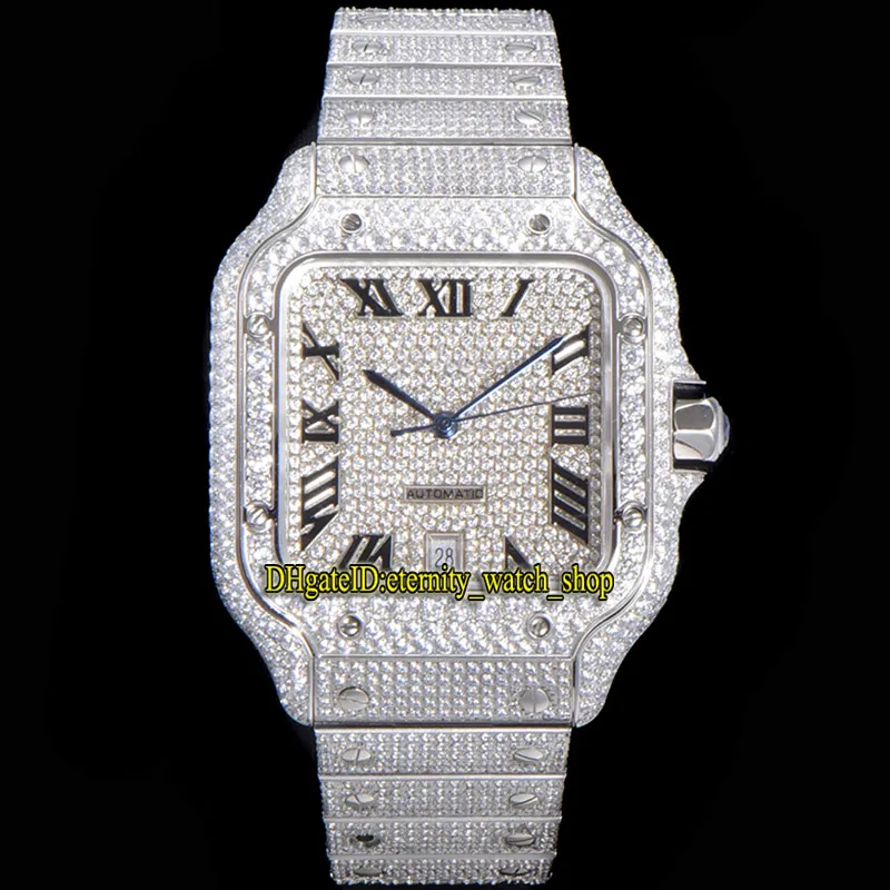Eternity Ювелирные часы 2021 TWF 4SA0005 асфальтированные алмазы ETA A2824 автоматические мужские часы Полностью выделенные алмазным набором алмазного набора Быстрый коммутатор стальной браслет Super Edition 0009