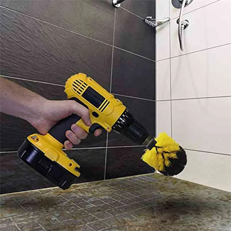 Power scrubber borste för badrum toalett ytor badkar dusch kakel grout trådlös scrub borr rengöringssats 210423