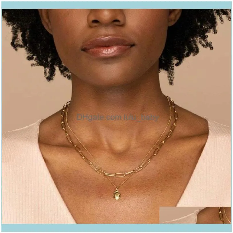 Chains Fashion Women Necklace Copper Plating Solid Color Gold Paperclip Hip Hop Punk Clavicle Chain Party Jewelry Gift1
