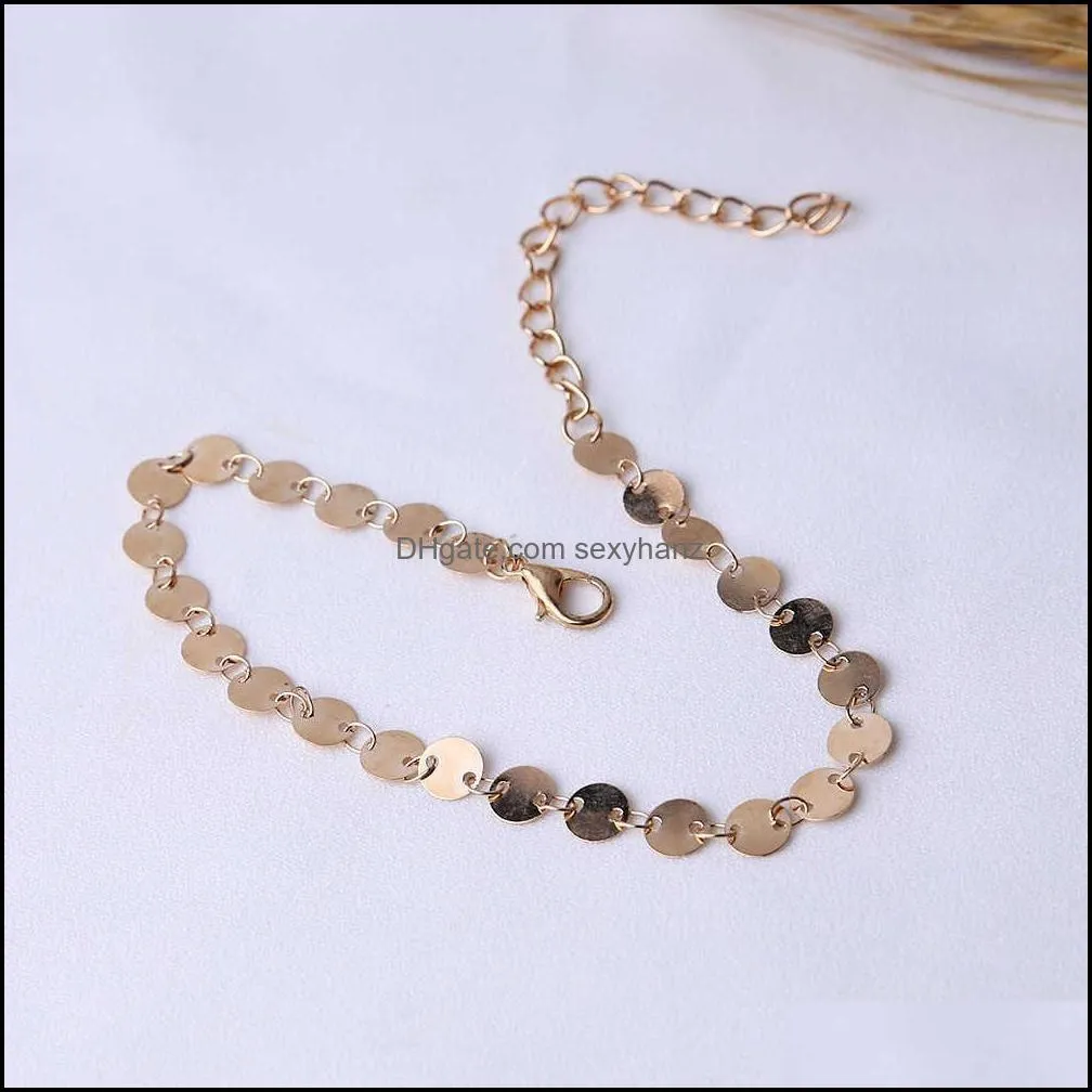 New European and American fashion simple beach foot ornaments hand-made circular character anklet G1022