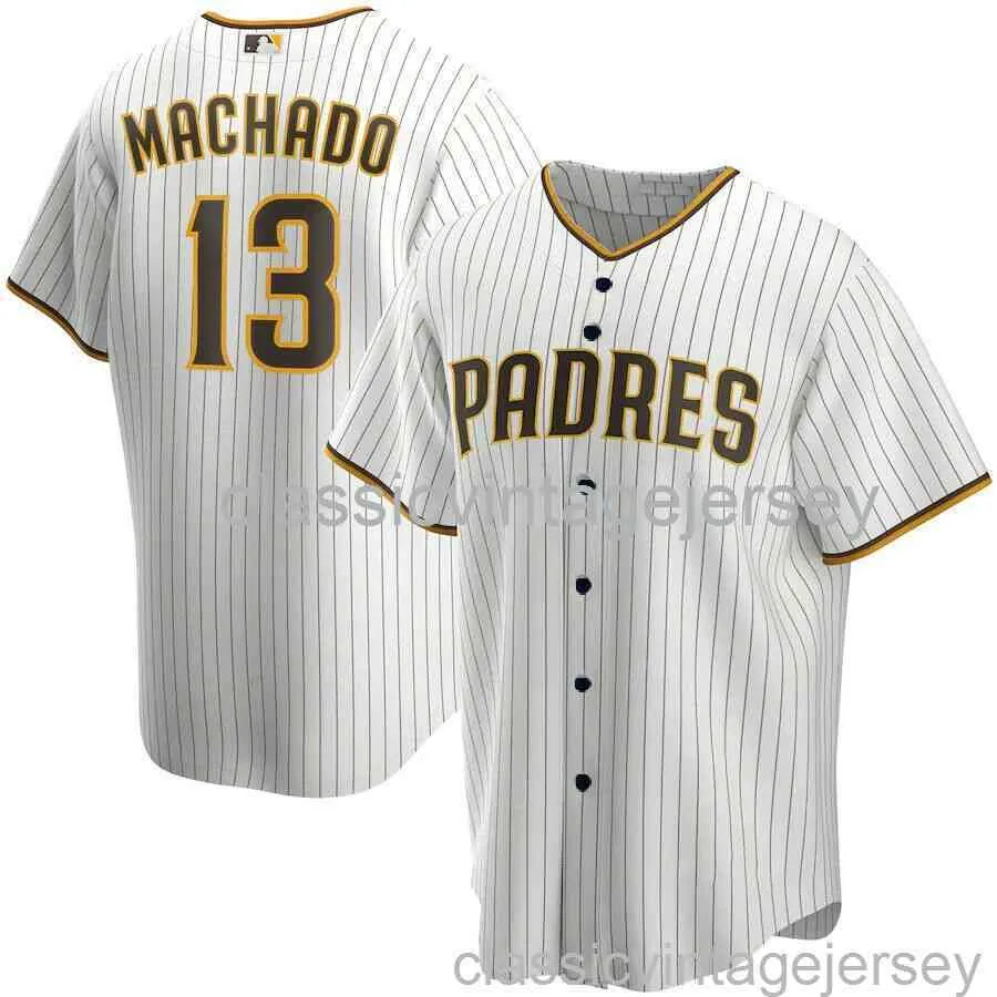 Manny Machado # 13 Maglia da baseball bianca XS-6XL Maglia da baseball da uomo donna giovanile cucita