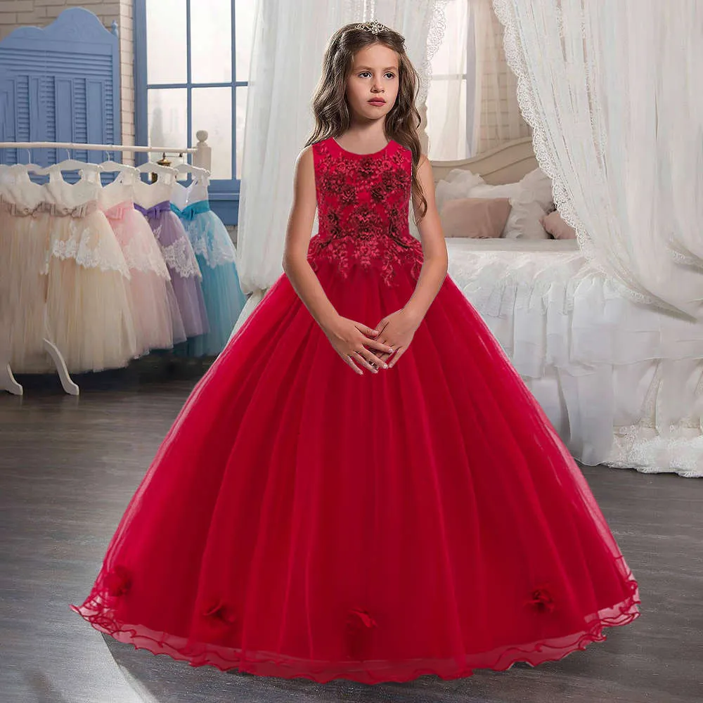 Compra online de Vestido de princesa com laço vermelho para meninas, vestido  elegante para festa de casamento, 2 e 8 anos, vestido de baile de  aniversário, vestidos de dama de honra, roupa