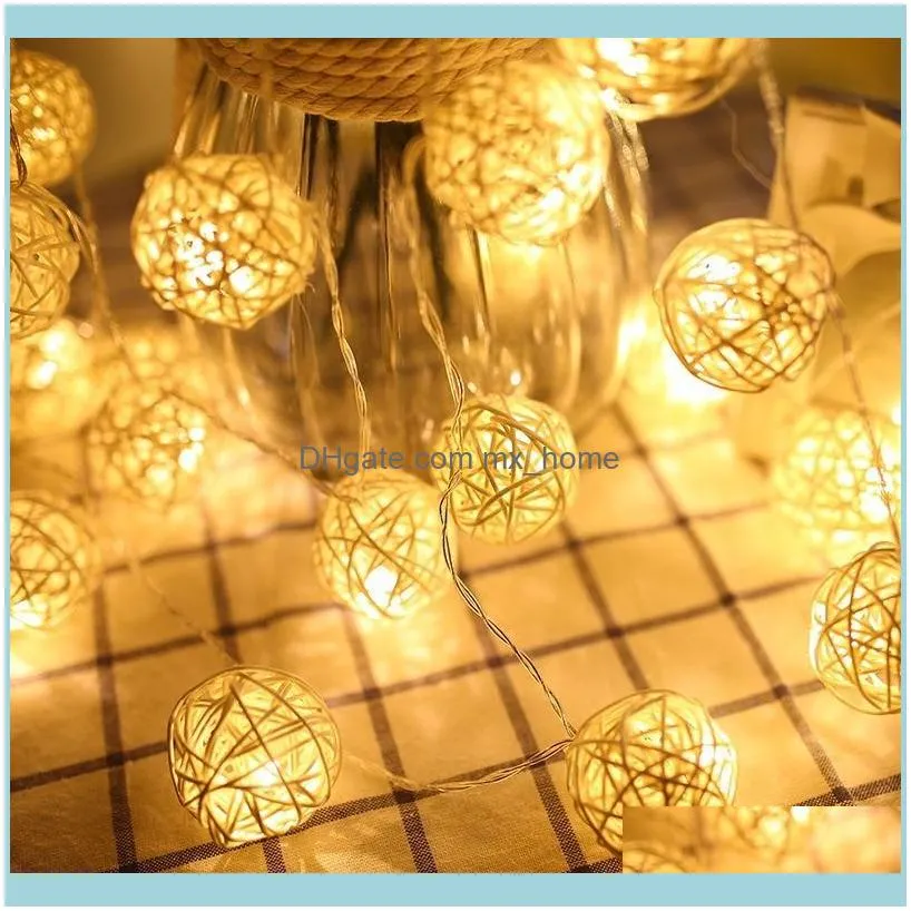 Weihnachten, festliche Party-Zubehör, Garten-Weihnachtsdekoration, Rattan-Kugel-Lichterkette, 4 cm Durchmesser, Baumdekoration für Zuhause, Ornament, Navi