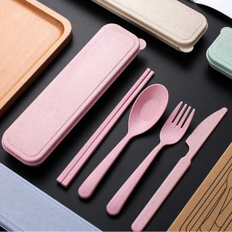 3Pcs Kids Children Dinnerware Sets Chopsticks Forks Spoon and Fork Set Travel Cutlery Camping Tableware Portable Set