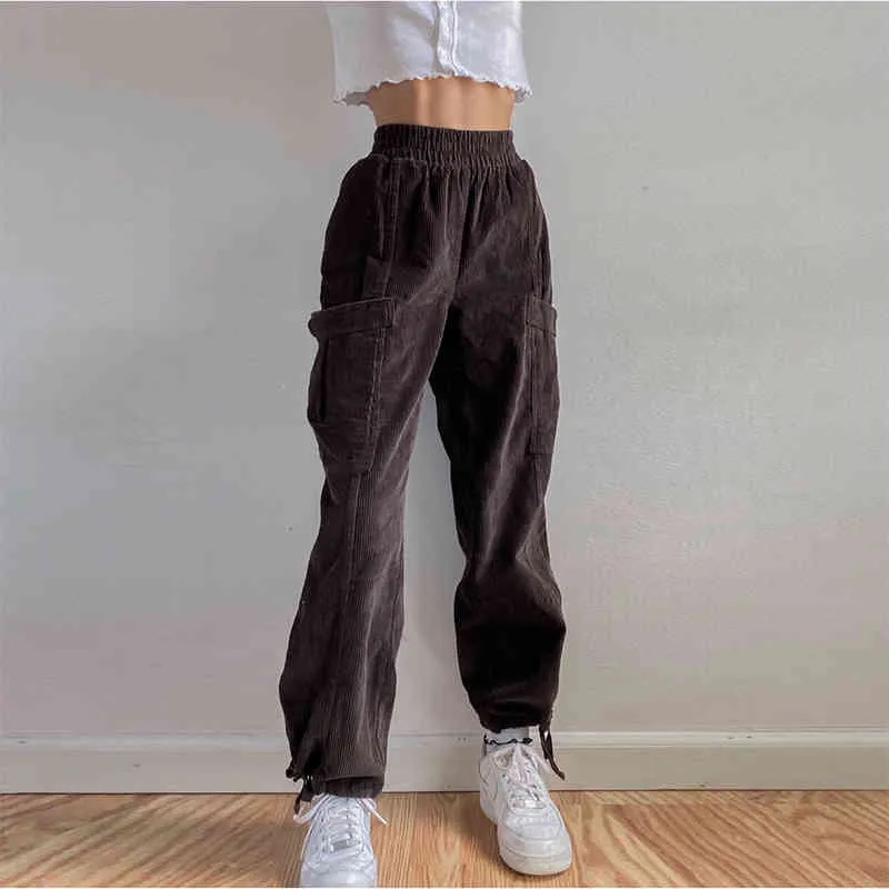 Brown Y2K Corduroy Joggers Pants (7)