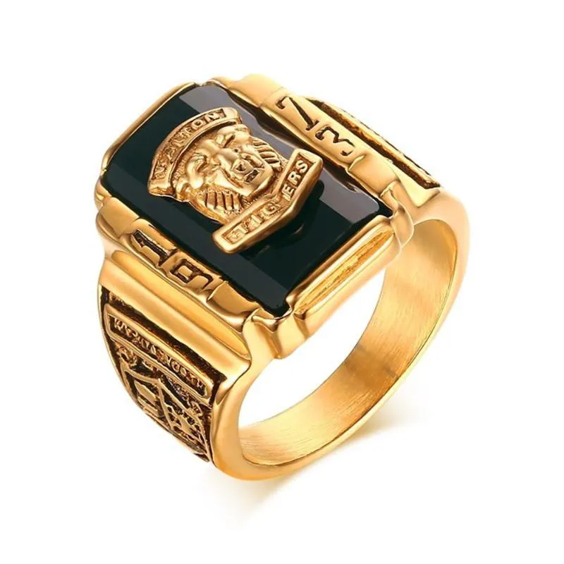 Gold Color Titanium Men Rings Stainless Steel Big Masculine Cool