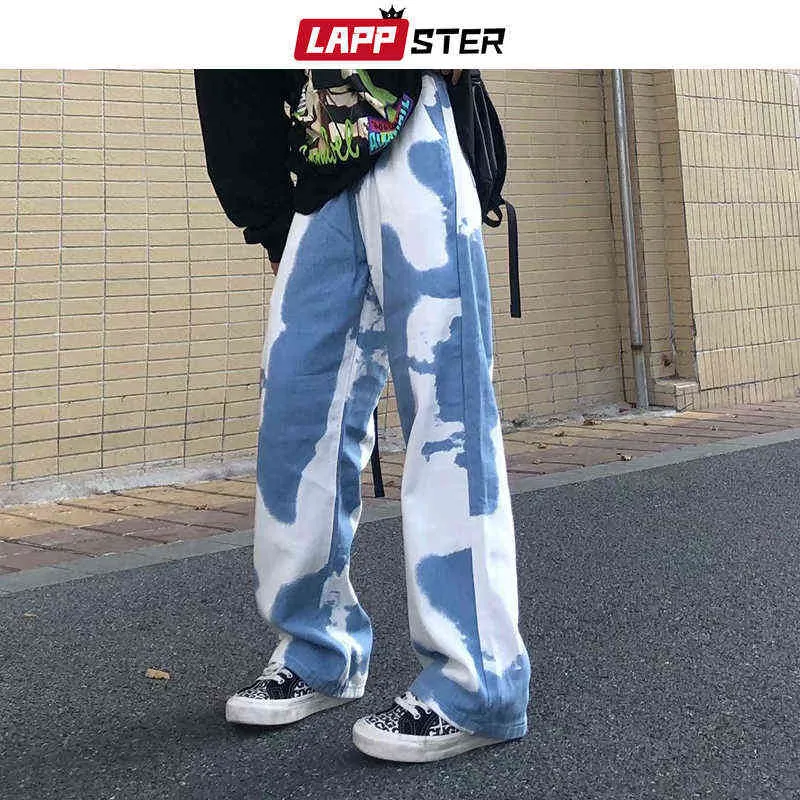 Lappster m￤n kor y2k streetwear baggy jeans 2022 man vit hiphop h￶g midja overaller manliga vintage denim byxor bottnar 0309